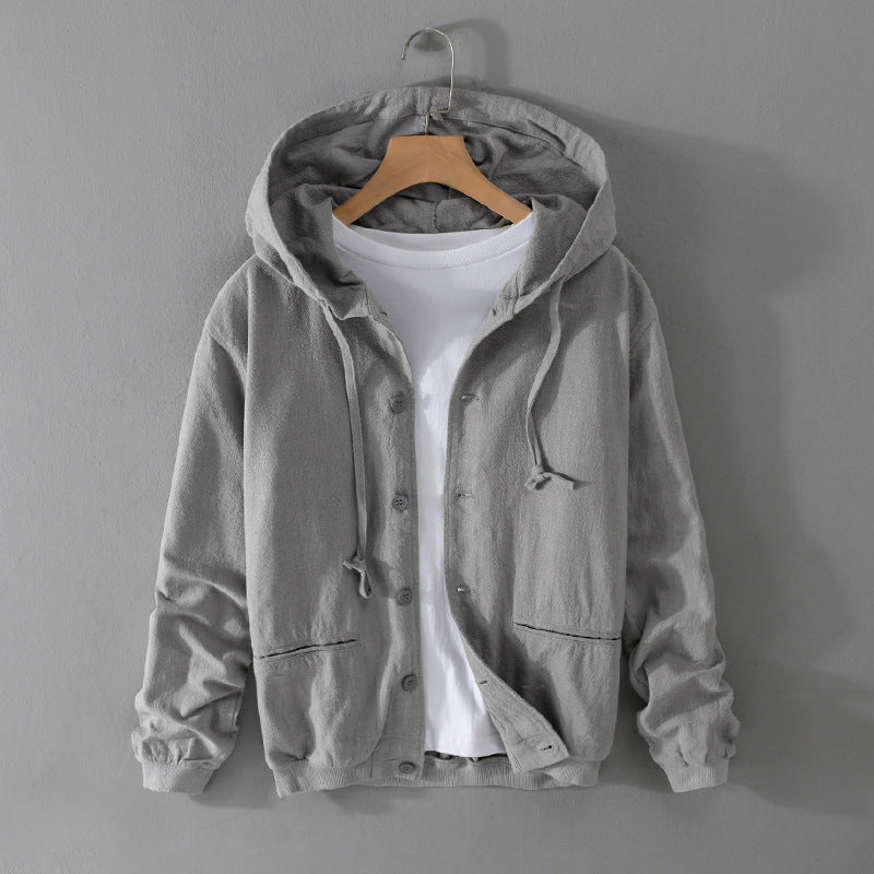 Pure Linen Hooded Jacket Men's