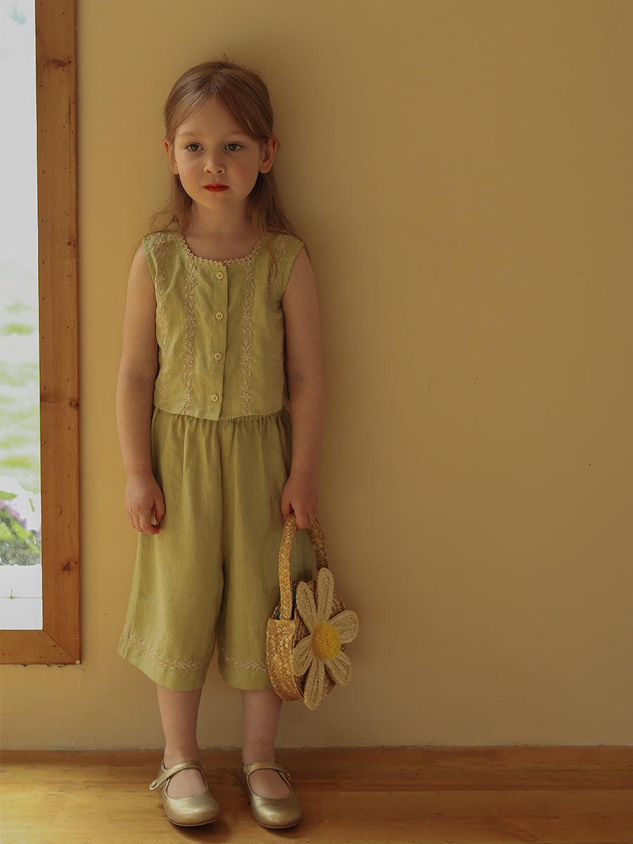 Pure Linen Vest And Pants Children