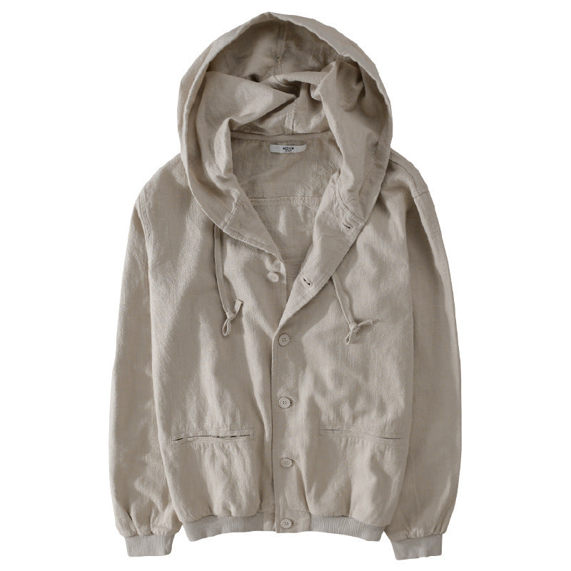 Pure Linen Hooded Jacket Men's