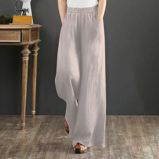 Pure Linen  Wide-leg Pants Women's