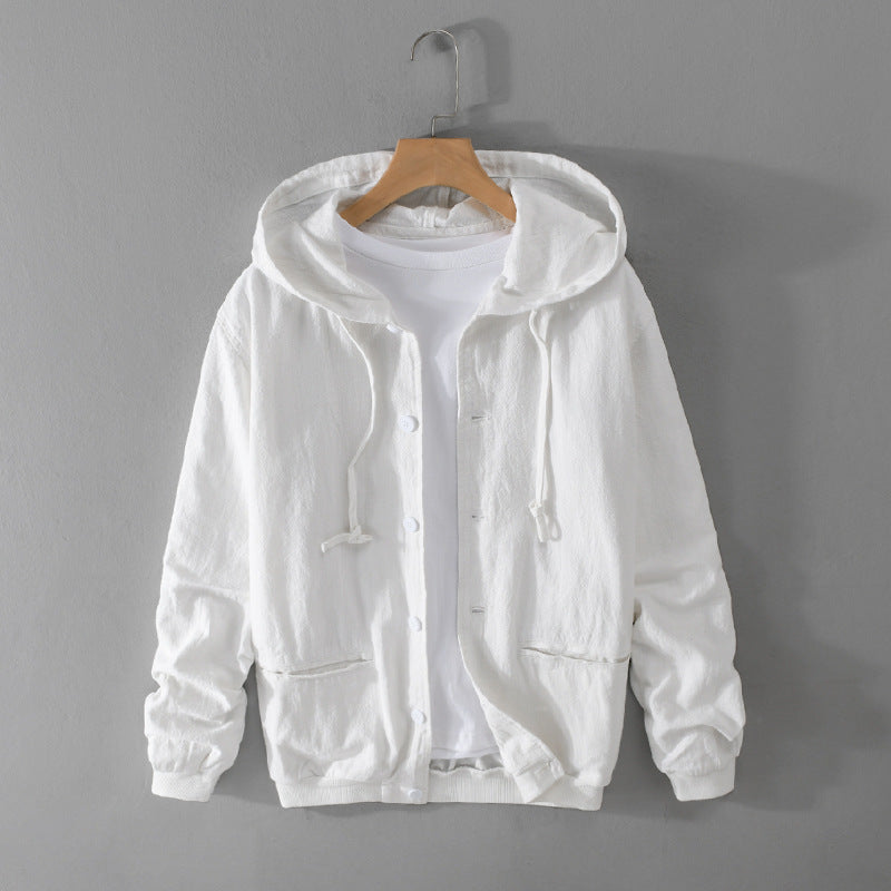 Pure Linen Hooded Jacket Men's