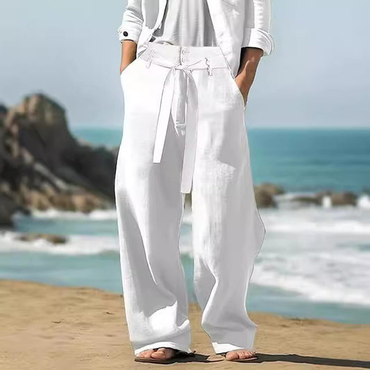 Pure Linen Baggy Pants Men's Belt