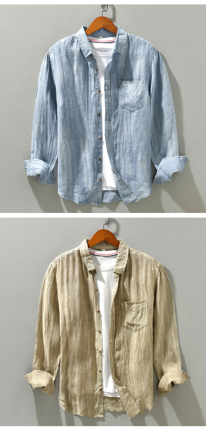 Pure Linen Shirt Men