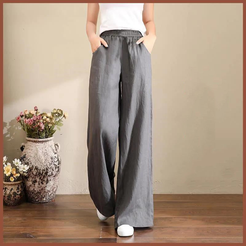 Pure Linen  Wide-leg Pants Women's