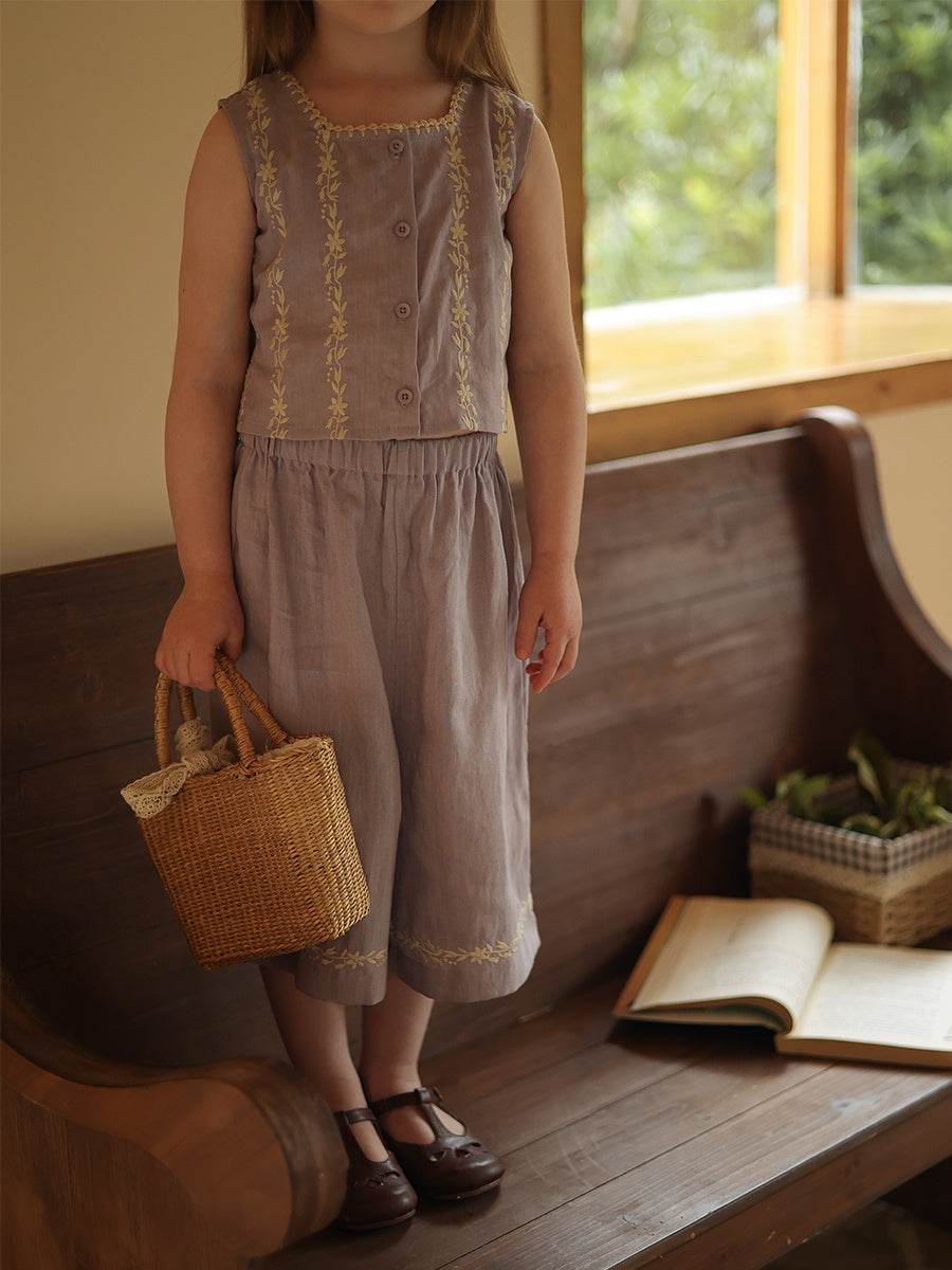 Pure Linen Vest And Pants Children