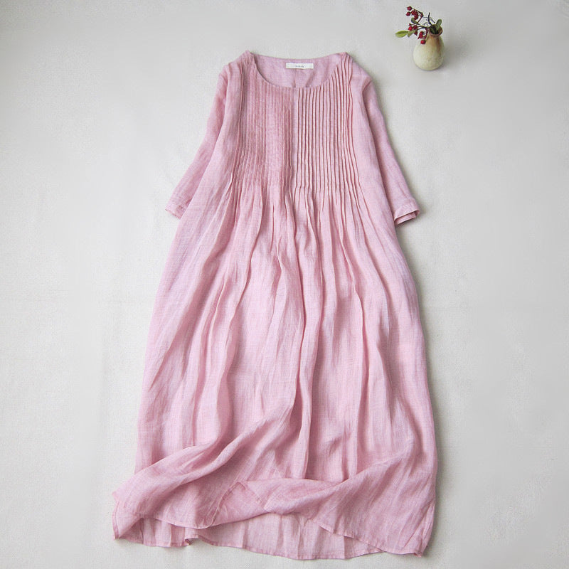 Pure Linen Smocked Dress