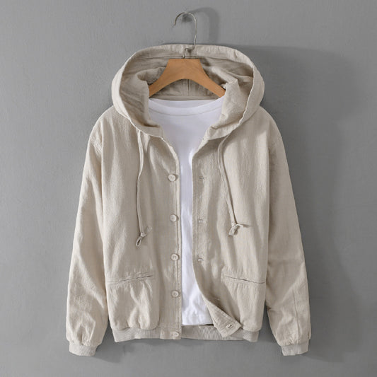 Pure Linen Hooded Jacket Men's