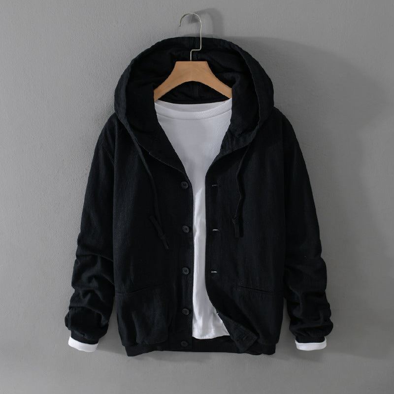 Pure Linen Hooded Jacket Men's