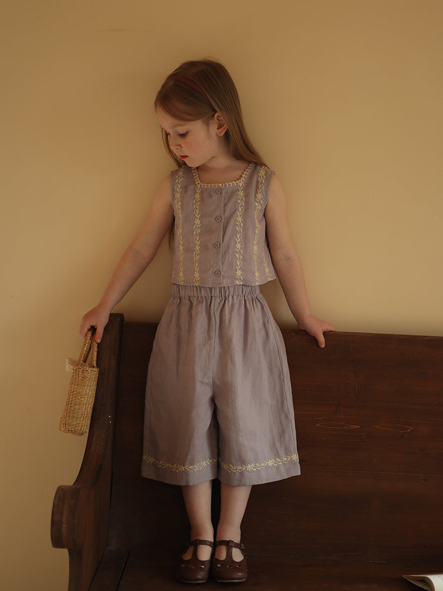 Pure Linen Vest And Pants Children