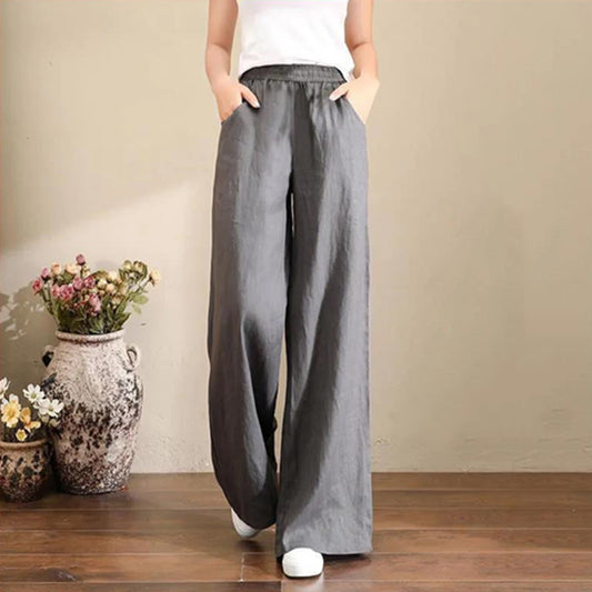 Pure Linen Wide Leg Pants Women