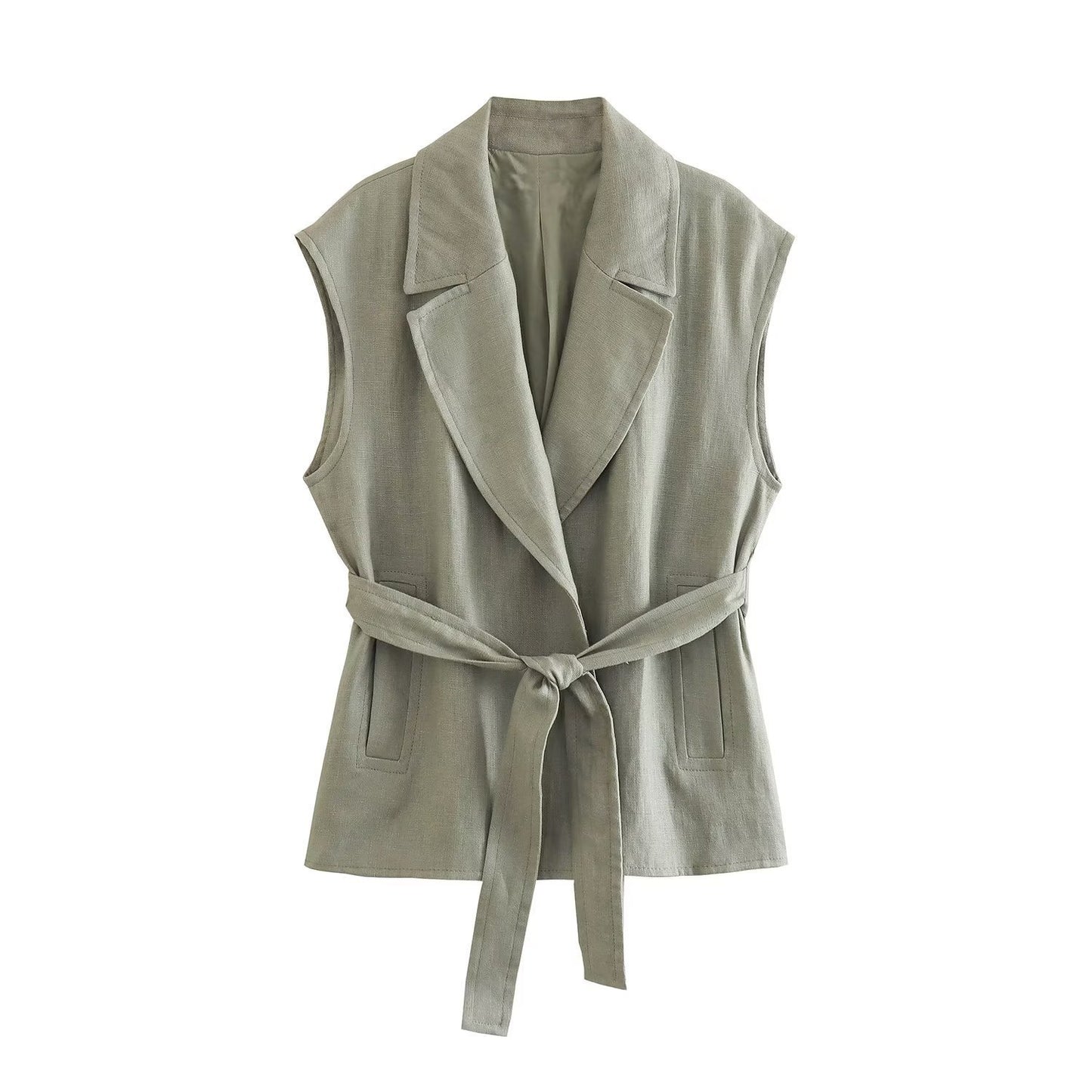 Pure Linen Suit With Belt Women's