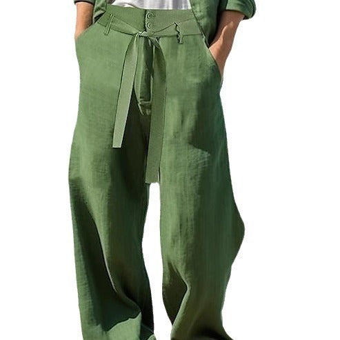 Pure Linen Baggy Pants Men's Belt