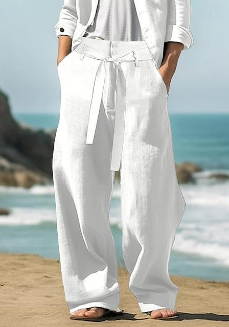 Pure Linen Baggy Pants Men's Belt