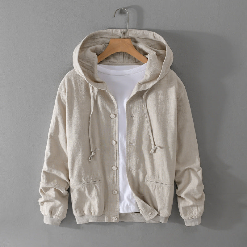 Pure Linen Hooded Jacket Men's