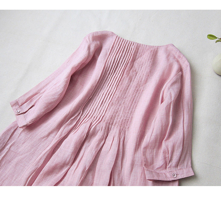 Pure Linen Smocked Dress