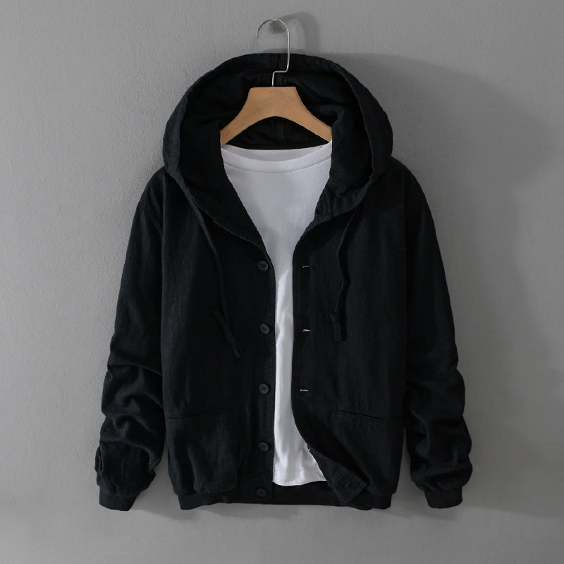 Pure Linen Hooded Jacket Men's