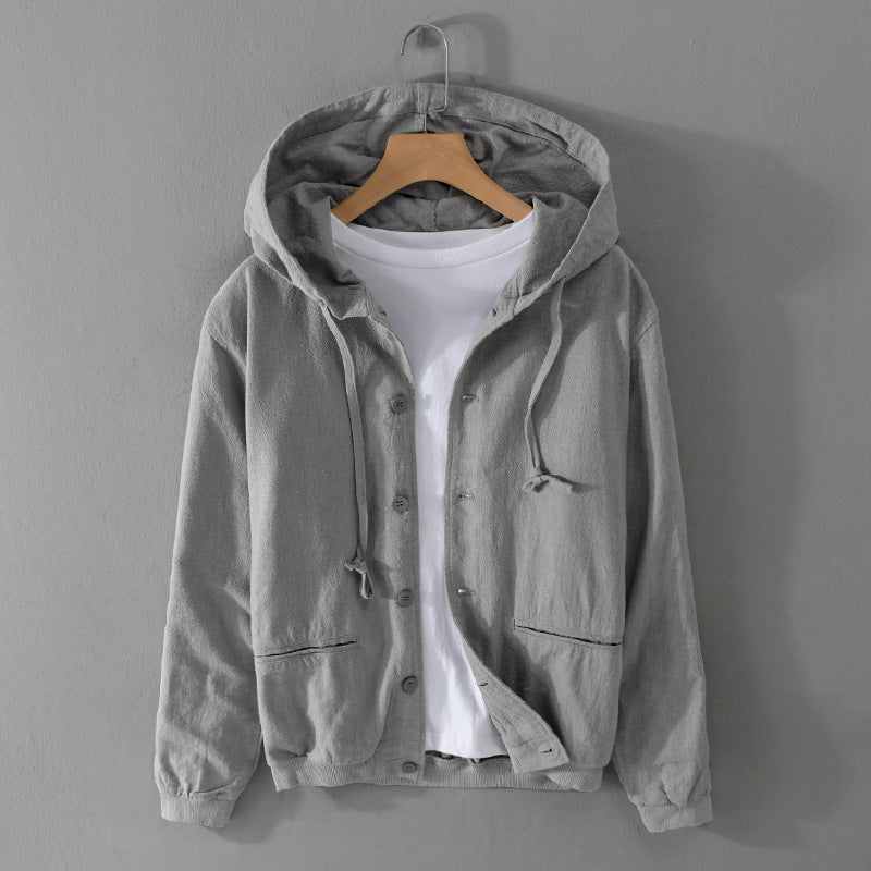 Pure Linen Hooded Jacket Men's